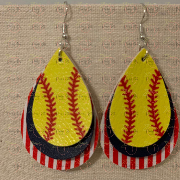 Baseball/Softball Tear Drop Earrings